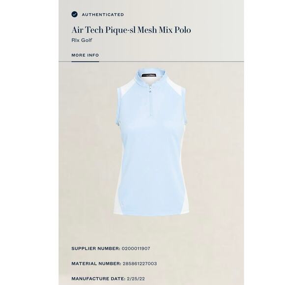 NWT Ralph Lauren RLX Golf Air Tech Pique-sl Mesh Mix Polo Baby Blue White Size L - Picture 12 of 12